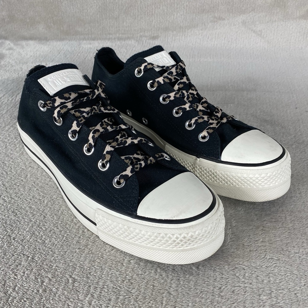 Converse Chuck Taylor Lift Platform Shoes Womens Sz 10 Black Leopard Canvas NEW